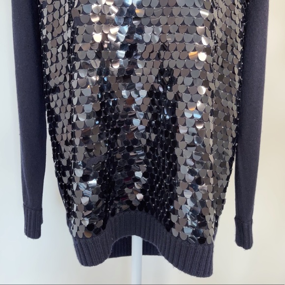 Liviana Conti Designer Sequins Black Knit Pullover Sweater - Picture 4 of 11